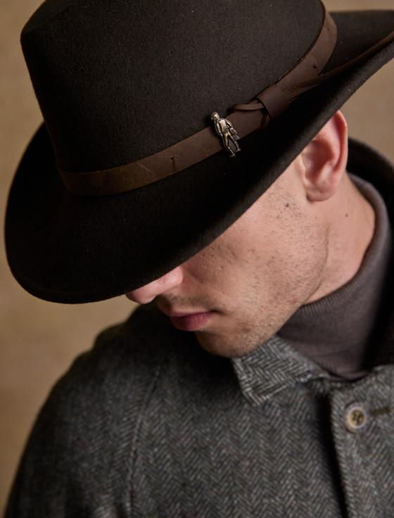 aran cashmere Men's Boston Wool Felt Hat - Olive