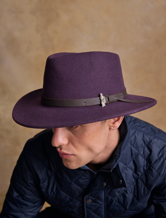 Aran Cashmere Men's Boston Wool Felt Hat - Plum