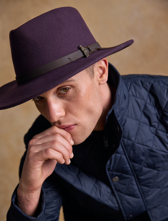 Aran Cashmere Men's Boston Wool Felt Hat - Plum