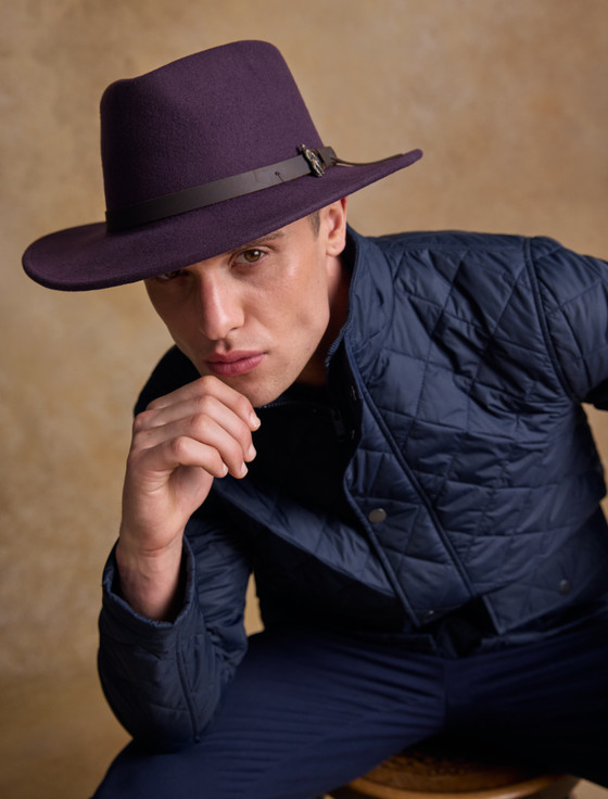 Aran Cashmere Men's Boston Wool Felt Hat - Plum