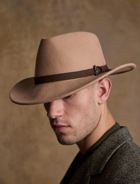 Aran Cashmere Men's Boston Wool Felt Hat - Tan