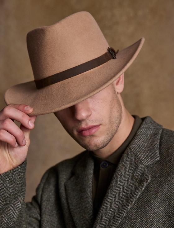 Aran Cashmere Men's Boston Wool Felt Hat - Tan