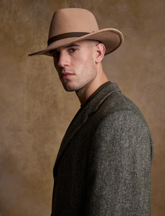 Aran Cashmere Men's Boston Wool Felt Hat - Tan