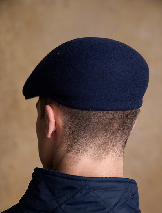 Aran Cashmere Men's Galway Felt Flat Cap - Navy