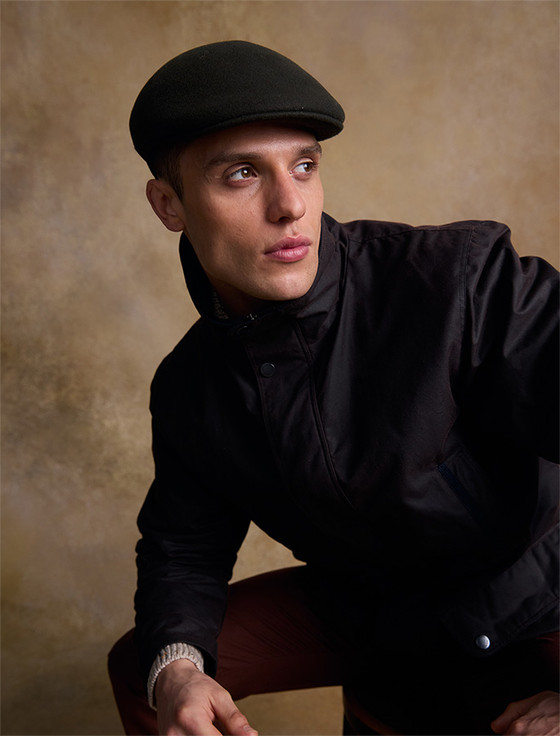 Aran Cashmere Men's Galway Felt Flat Cap - Olive