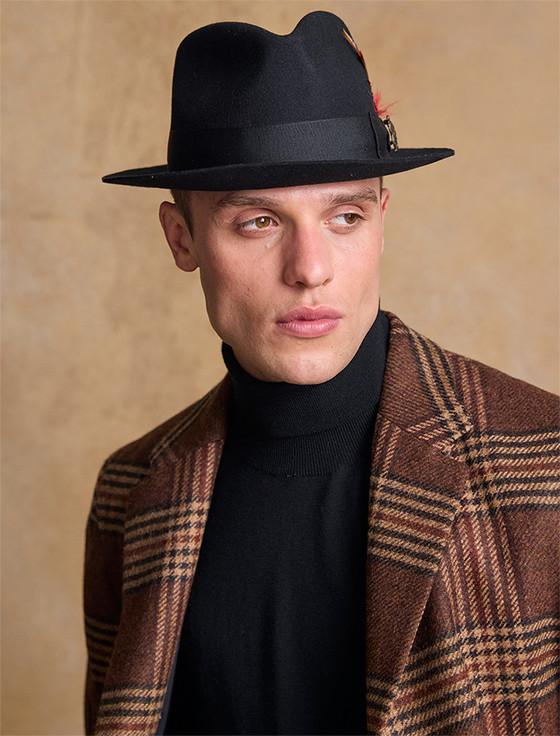 aran cashmere Men's Kildare Trilby Felt Hat - Black