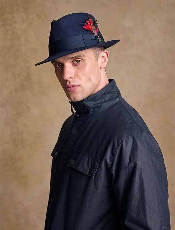 Aran Cashmere Men's Kildare Trilby Felt Hat - Navy