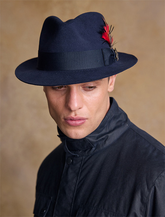 Aran Cashmere Men's Kildare Trilby Felt Hat - Navy