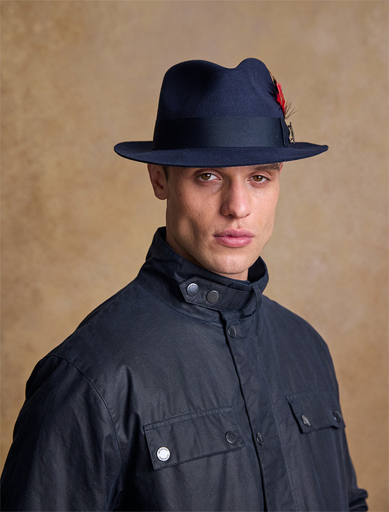 aran cashmere Men's Kildare Trilby Felt Hat - Navy