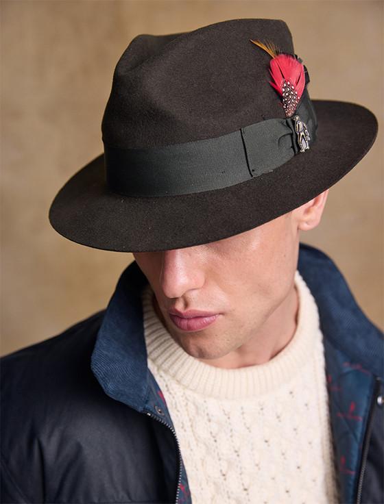 Aran Cashmere Men's Kildare Trilby Felt Hat - Olive