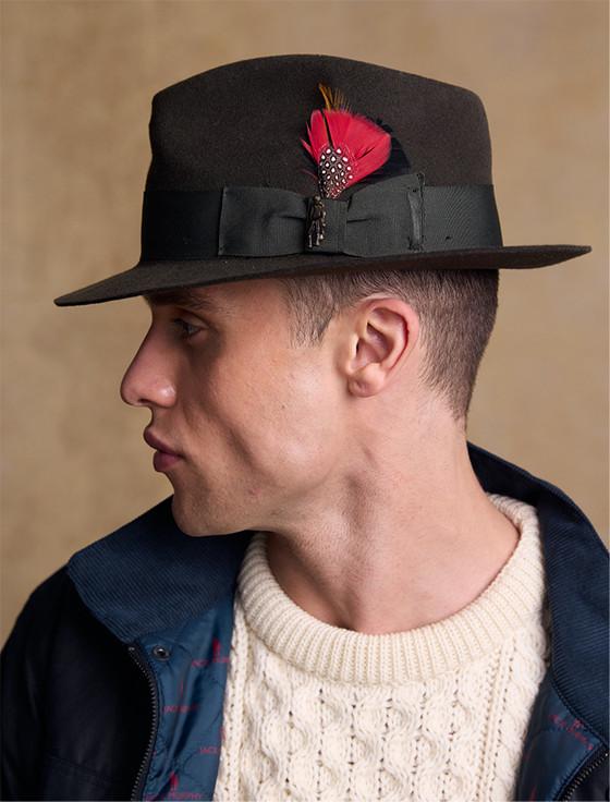 Aran Cashmere Men's Kildare Trilby Felt Hat - Olive