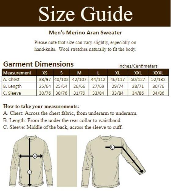 Aran Cashmere ‎Men's Merino A‎ra‎n Sweater‎‎‎‎