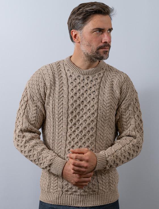 Aran Cashmere Men's Merino Aran Sweater‎‎‎‎‎‎