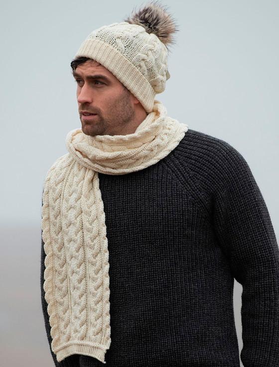 Aran Cashmere Men's Merino Cable Hat