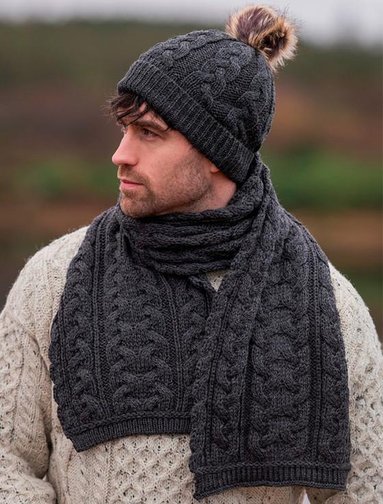 aran cashmere Men's Merino Cable Hat