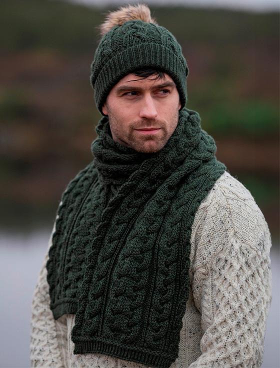Aran Cashmere Men's Merino Cable Scarf