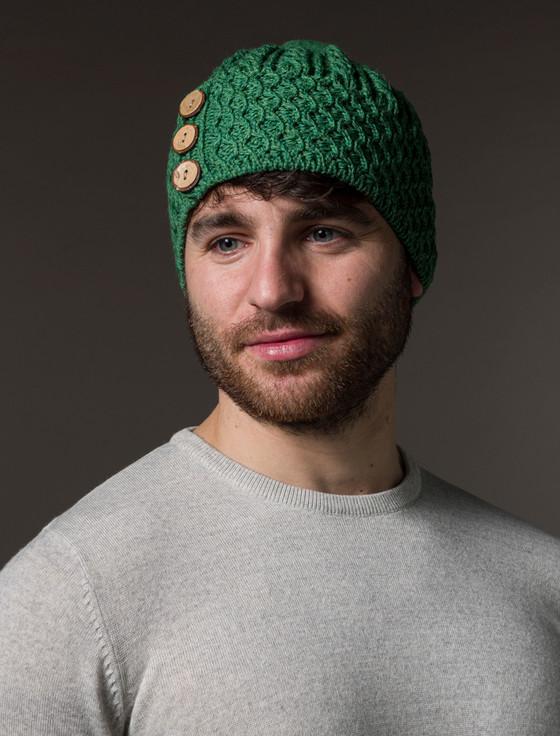 Aran Cashmere Men's Merino Hone‎ycomb Pom Pom Hat