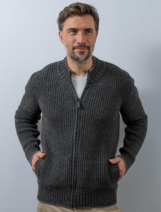 aran cashmere ‎Men's Merino Wool Ribbed ‎Cardigan