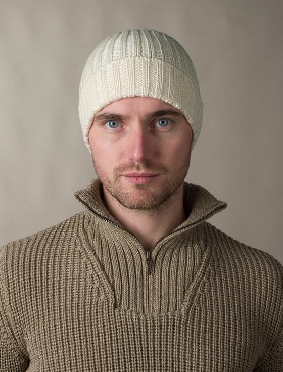 Aran Cashmere Men's Ribbed Merino Wool Hat