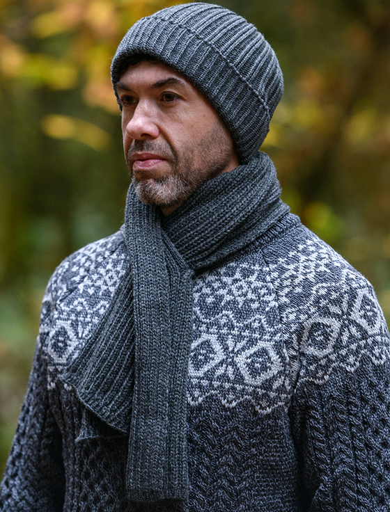 Aran Cashmere Men's Ribbed Super Soft Merino Scarf