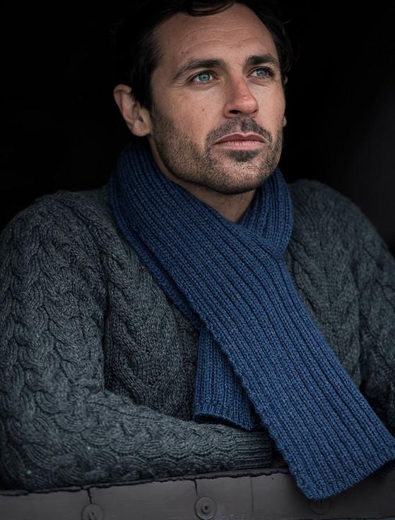 Aran Cashmere Men's Ribbed Super Soft Merino Scarf