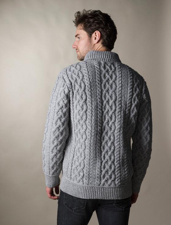 Aran Cashmere ‎Men's Shawl C‎ollar Ar‎an Sweater