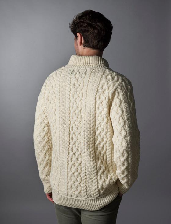 Aran Cashmere ‎Men's Shawl Collar Ar‎an Sweate‎r