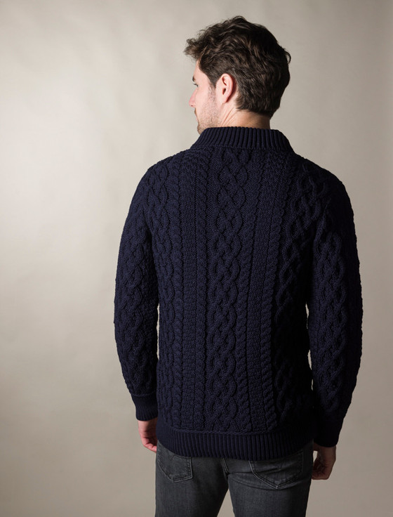 Aran Cashmere ‎Men's Shawl Collar Aran Swea‎ter