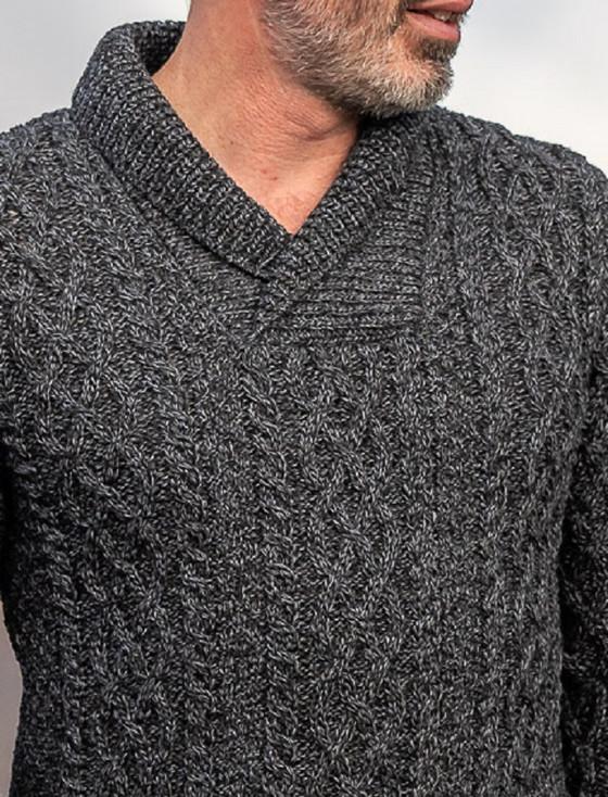 Aran Cashmere ‎‎Men's Shawl Collar Aran Sweater