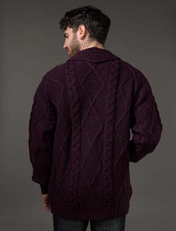 Aran Cashmere ‎Men's Shawl ‎Neck Dia‎mond Cardigan