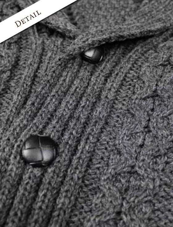 Aran Cashmere ‎Men's Shawl ‎Neck Dia‎mond Cardigan