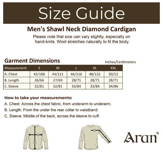 Aran Cashmere ‎Men's Shawl ‎Neck Diamond Cardigan