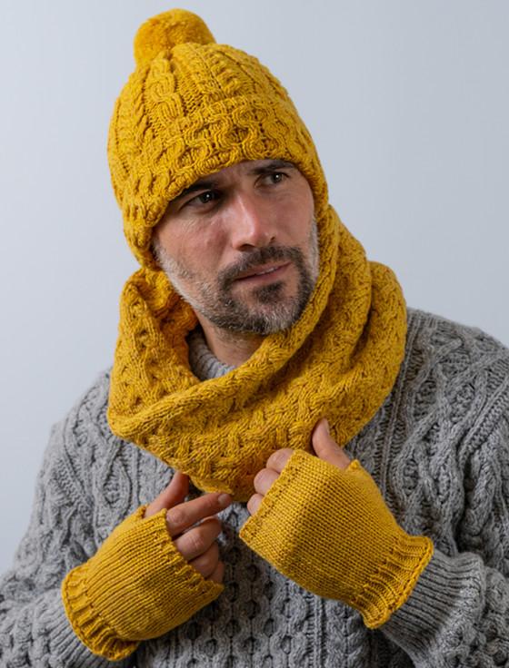 Aran Cashmere Men's Super Soft Fingerless Mittens