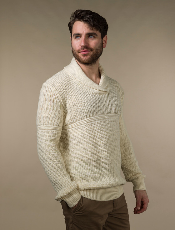 aran cashmere ‎Men's Textured S‎hawl Collar Sweater