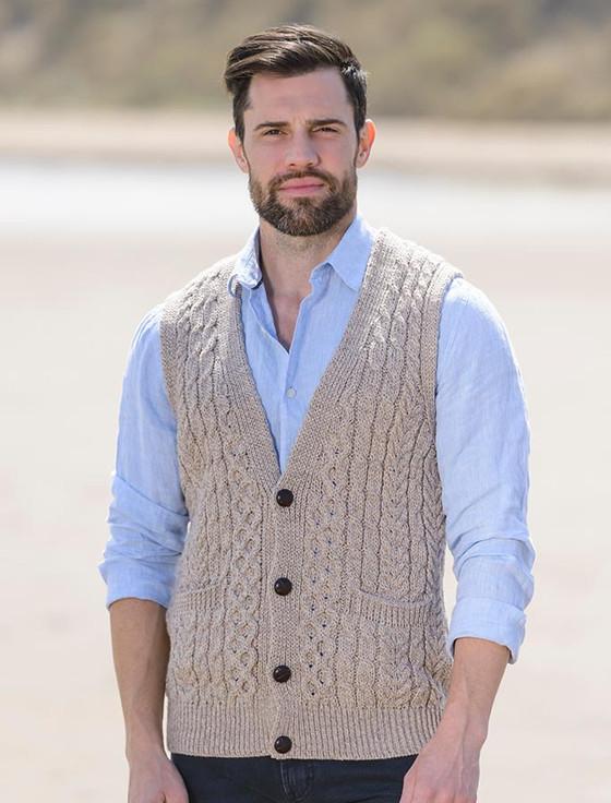 Aran Cashmere Men's V-Neck Waistcoat‎