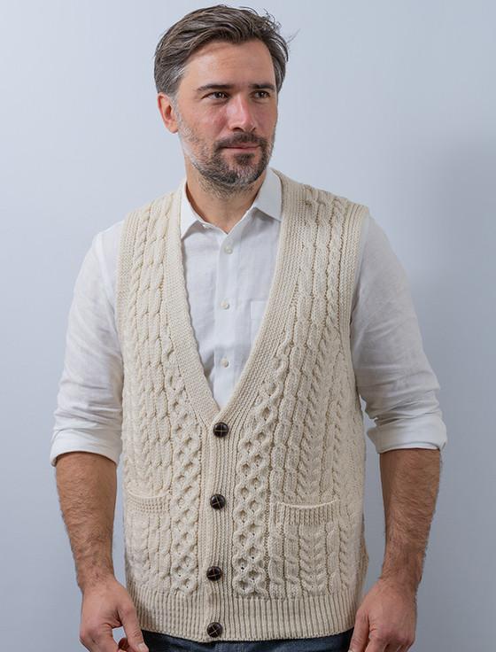 aran cashmere Men's V-Neck Waistcoat‎
