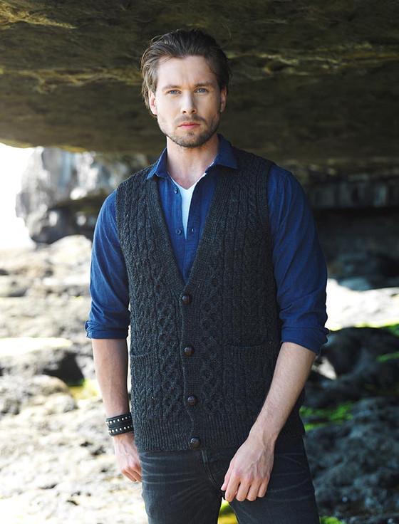 aran cashmere Men's V-Neck Waistcoat‎‎