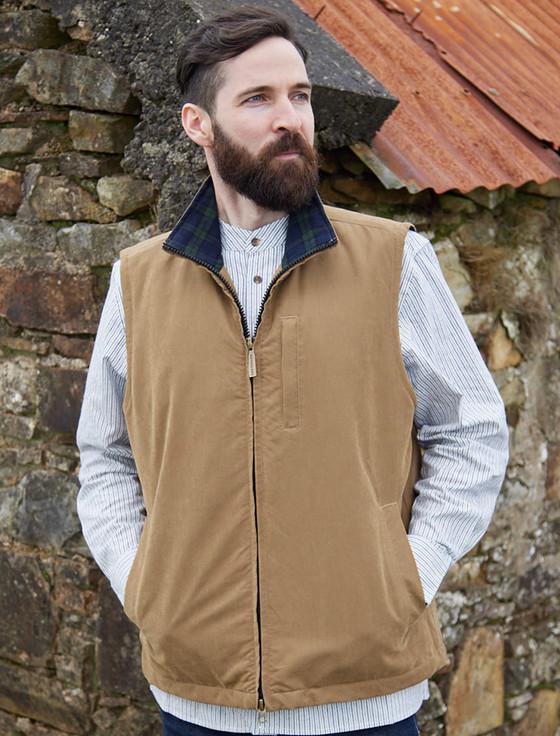 aran cashmere Men's West Cork Windproof Vest - Brown