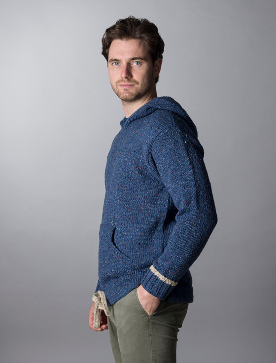 Aran Cashmere Men's Wool Hoodie With Pouch Pocket‎‎‎‎