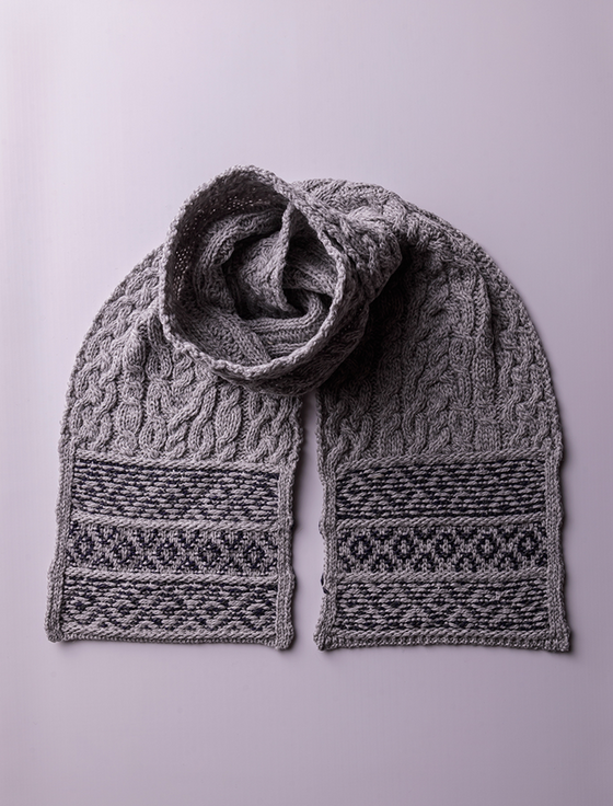 aran cashmere Mens Fairisle Merino Wool Scarf