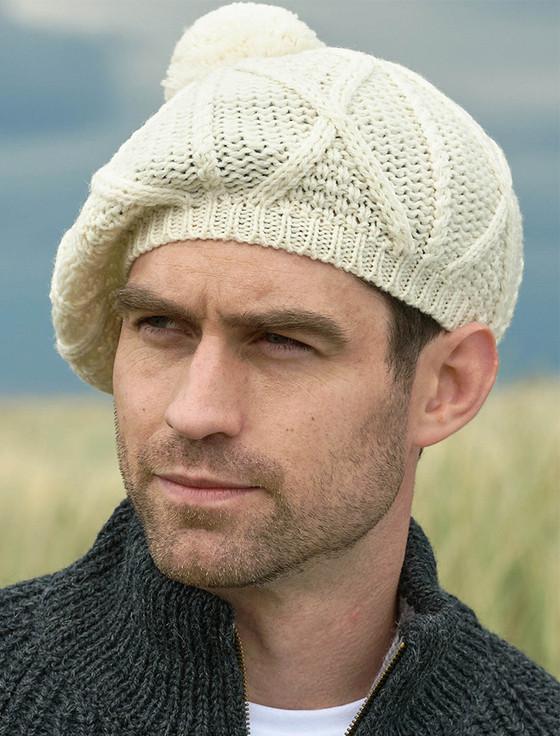 Aran Cashmere Mens Merino Wool Tam Hat