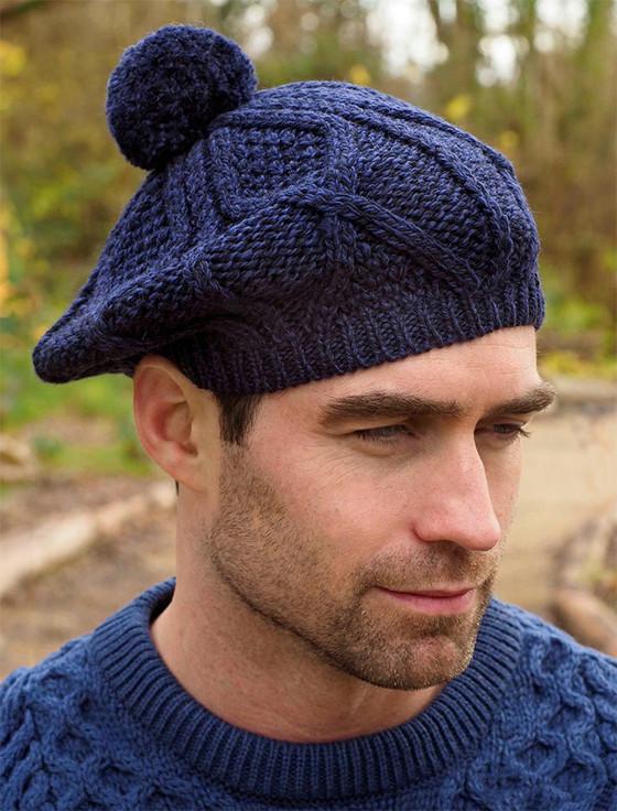 aran cashmere Mens Merino Wool Tam Hat