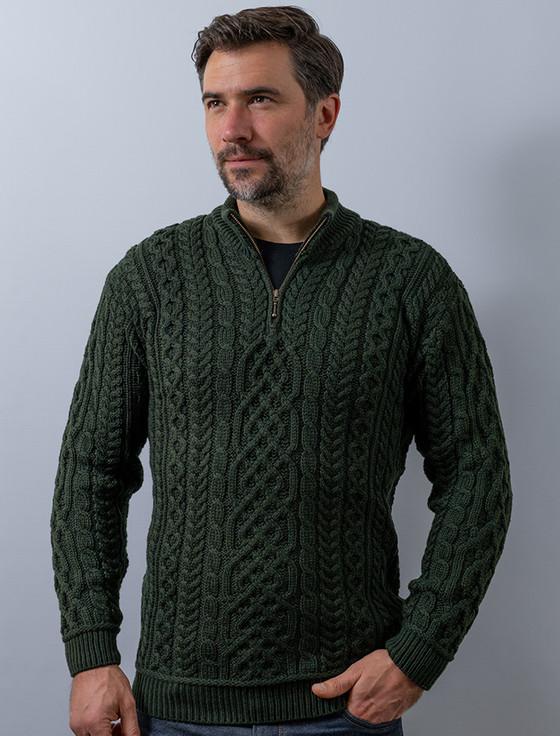 aran cashmere ‎‎Mens Super Soft Half Zip Aran ‎Troyer