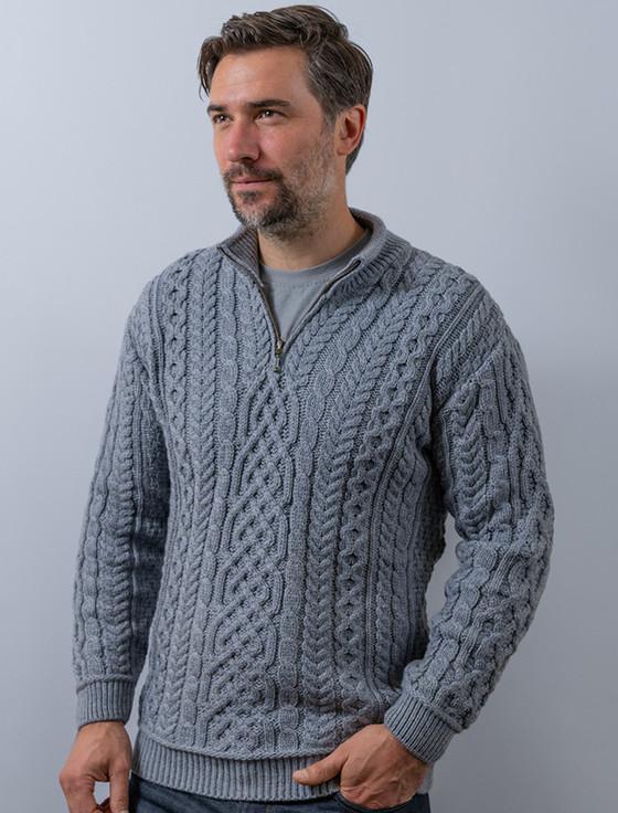 aran cashmere ‎Mens Super Soft Half ‎Zip Aran Troyer