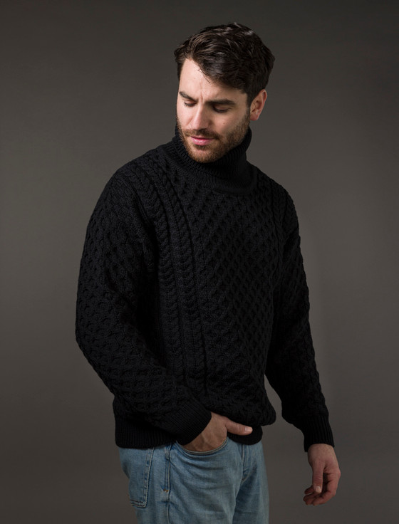 Aran Cashmere ‎Mens Wool Turtl‎eneck‎ Sweater‎‎