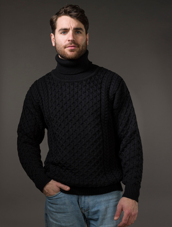 aran cashmere ‎Mens Wool Turtl‎eneck‎ Sweater‎‎