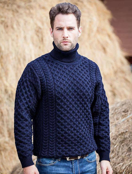 aran cashmere Mens Wool Turtleneck Sweater‎‎‎‎‎
