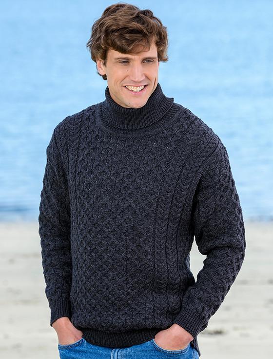 Aran Cashmere Mens Wool Turtleneck Sweater‎‎‎