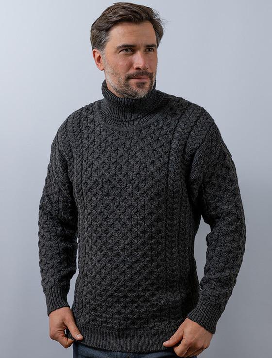 aran cashmere Mens Wool Turtleneck Sweater‎‎‎
