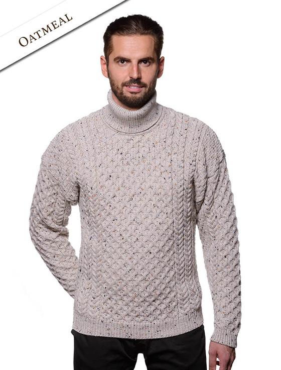 Aran Cashmere Mens Wool Turtleneck Sweater‎‎